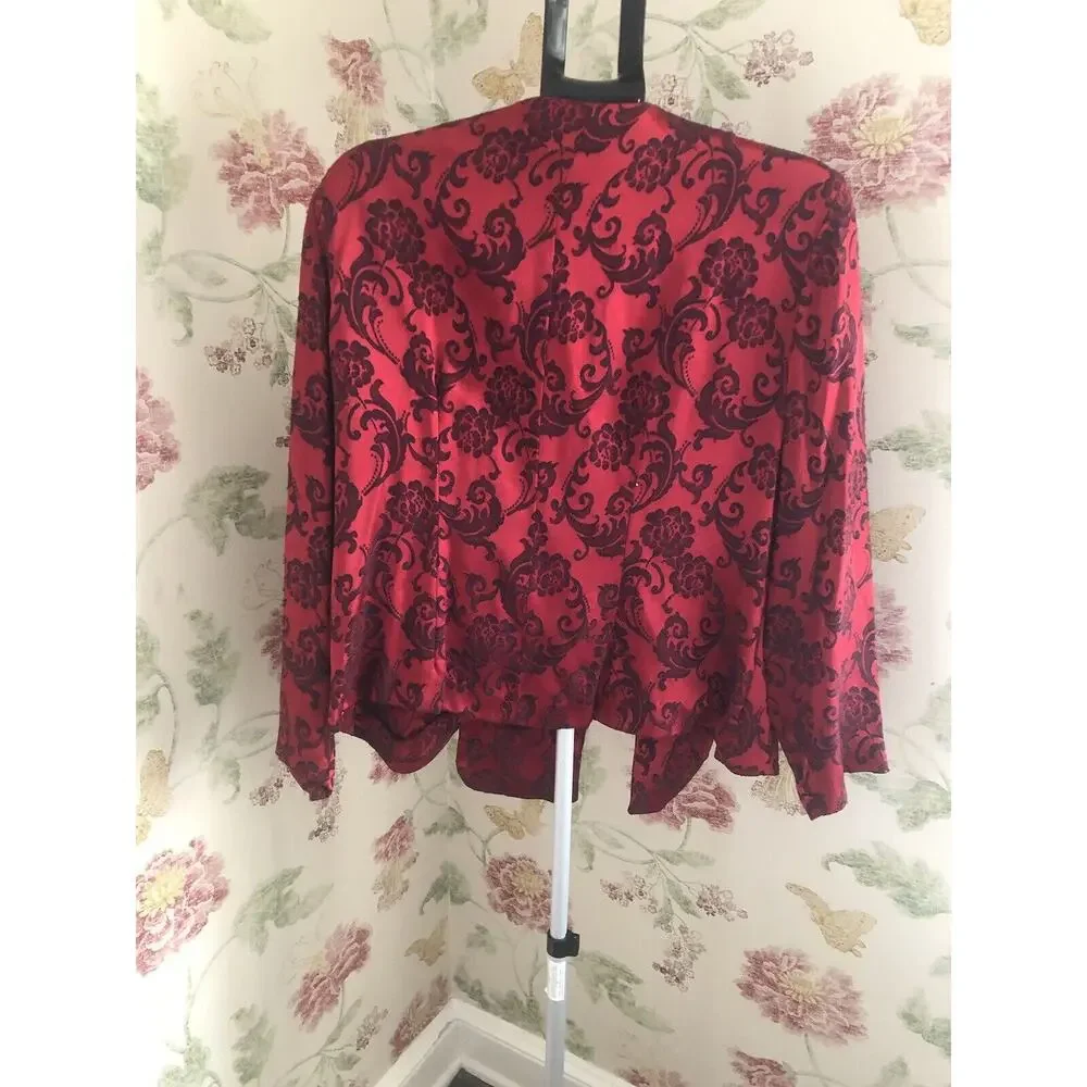 J.W. Treci Vintage Paisley Jacket Red And Black W/ Shoulder Pads 16W